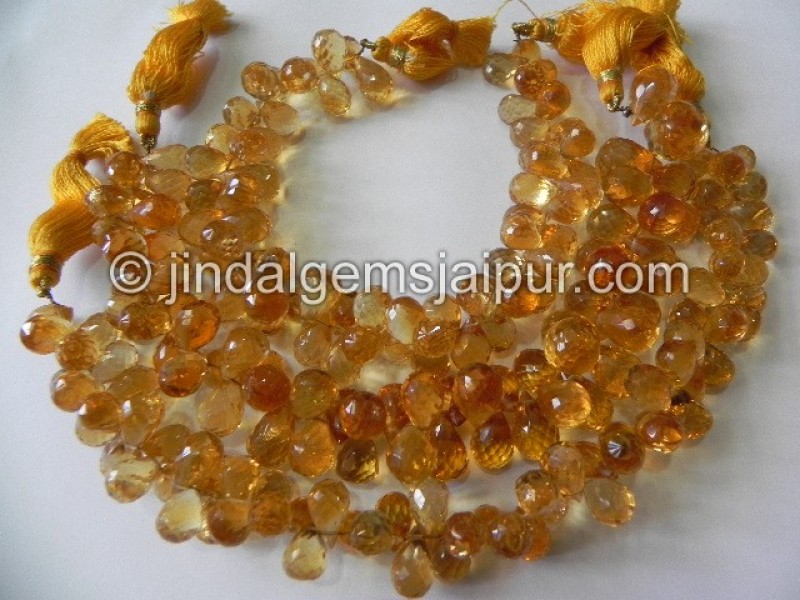 Citrine Far Faceted Drops Shape Beads